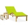 Tumbona de jardín con mesa y cojín de madera de pino impregnada de vidaXL, Tumbonas - Ref: Foro24-3065875, Precio: 134,71 €, ...