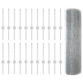 Reja con postes Plateado 0.4 x 50 m Acero