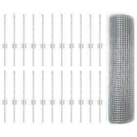 Reja con postes Plateado 0.4 x 50 m Acero