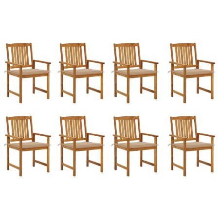Gartenstühle mit Kissen 8 Stück aus massivem Akazienholz von vidaXL, Gartenstühle - Ref: Foro24-3078169, Preis: 653,79 €, Rab...