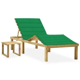 Garden lounger with impregnated pine wood table and cushion by vidaXL, Loungers - Ref: Foro24-3065869, Price: 135,57 €, Disco...