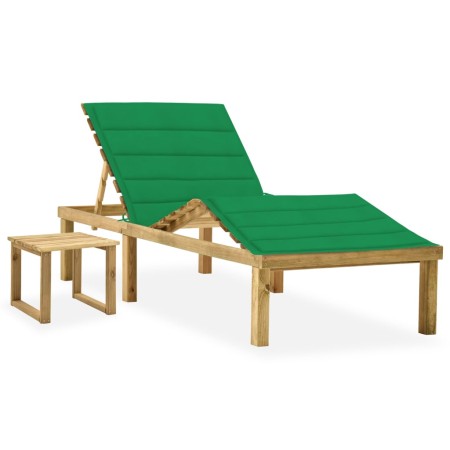 Gartenliege mit Tisch und Kissen aus imprägniertem Kiefernholz von vidaXL, Liegen - Ref: Foro24-3065869, Preis: 135,40 €, Rab...