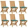 Garden chairs 6 units with blue cushions teak wood by vidaXL, Garden chairs - Ref: Foro24-3065594, Price: 385,75 €, Discount: %