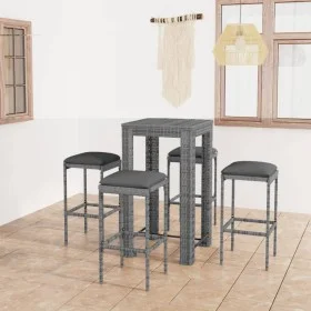 5-teiliges Gartenbar-Möbelset und Kissen synthetisches Rattangrau von vidaXL, Gartensets - Ref: Foro24-3064779, Preis: 229,21...