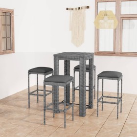 5-teiliges Gartenbar-Möbelset und Kissen synthetisches Rattangrau von vidaXL, Gartensets - Ref: Foro24-3064779, Preis: 231,64...