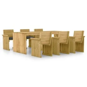 7-piece garden dining table with impregnated pine wood cushions by vidaXL, Garden sets - Ref: Foro24-3065730, Price: 699,86 €...
