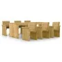 7-piece garden dining table with impregnated pine wood cushions by vidaXL, Garden sets - Ref: Foro24-3065730, Price: 699,86 €...