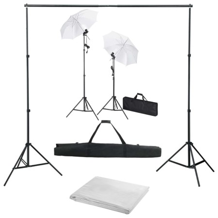 Photo studio kit with backdrop, lamps and umbrella by vidaXL, Flashes and studio lighting - Ref: Foro24-3055086, Price: 122,4...