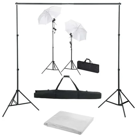 Photo studio kit with backdrop, lamps and umbrella by vidaXL, Flashes and studio lighting - Ref: Foro24-3055086, Price: 120,6...