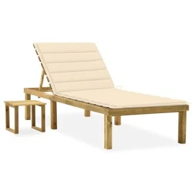 Garden lounger with impregnated pine wood table and cushion by vidaXL, Loungers - Ref: Foro24-3065836, Price: 129,02 €, Disco...