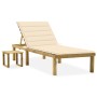Gartenliege mit Tisch und Kissen aus imprägniertem Kiefernholz von vidaXL, Liegen - Ref: Foro24-3065836, Preis: 128,72 €, Rab...