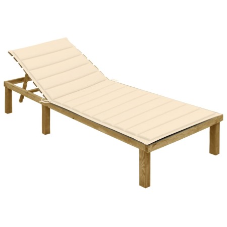 Liege mit cremefarbenem, imprägniertem Kiefernholzkissen von vidaXL, Liegen - Ref: Foro24-3065821, Preis: 119,92 €, Rabatt: %