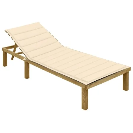 Lounger with cream impregnated pinewood cushion by vidaXL, Loungers - Ref: Foro24-3065821, Price: 124,81 €, Discount: %