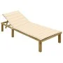 Lounger with cream impregnated pinewood cushion by vidaXL, Loungers - Ref: Foro24-3065821, Price: 124,81 €, Discount: %