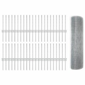 Reja con postes Plateado 0.4 x 100 m Acero