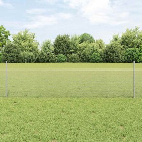Reja con postes Plateado 0.5 x 100 m Acero