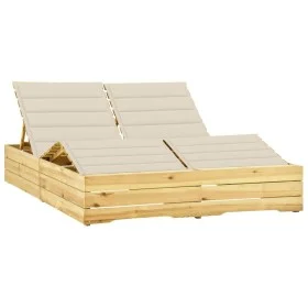 Double lounger and cream-impregnated pine wood cushions by vidaXL, Loungers - Ref: Foro24-3065986, Price: 299,92 €, Discount: %