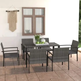 Garden dining set 7 pieces gray synthetic rattan by vidaXL, Garden sets - Ref: Foro24-3065714, Price: 395,33 €, Discount: %