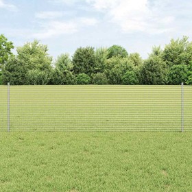 Reja con postes Plateado 0.6 x 100 m Acero