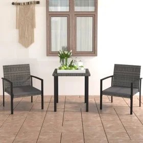 3-teiliges graues Garten-Ess-Set aus synthetischem Rattan von vidaXL, Gartensets - Ref: Foro24-3065711, Preis: 165,03 €, Raba...