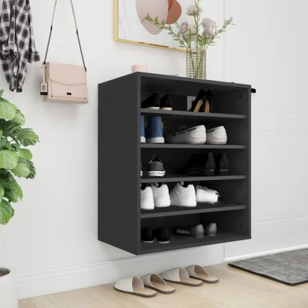 Schwarzer Schuhschrank aus Sperrholz, 60 x 35 x 70 cm von vidaXL, Schuhregale und Schuhorganisatoren - Ref: Foro24-808937, Pr...