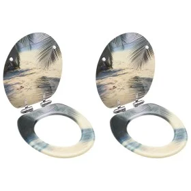 Toilet Seat Lid Soft Close 2 Pcs MDF Beach Design by vidaXL, Toilet and bidet seats - Ref: Foro24-3056416, Price: 103,71 €, D...