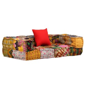 Puf modular de 2 plazas de tela patchwork