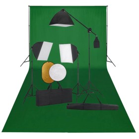 Kit de estudio fotográfico con luces softbox fondo y reflector
