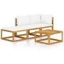 Garden furniture 4 pcs cream cushions solid acacia wood by vidaXL, Garden sets - Ref: Foro24-3057659, Price: 385,71 €, Discou...