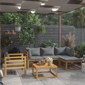 Garden furniture 6 pcs cushions solid acacia wood by vidaXL, Garden sets - Ref: Foro24-3057604, Price: 601,65 €, Discount: %