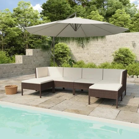 6-piece garden furniture set and brown synthetic rattan cushions by vidaXL, Garden sets - Ref: Foro24-3056961, Price: 633,93 ...