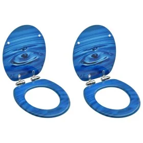 Toilet seat with soft close lid, 2 units, blue MDF, water drop design. by vidaXL, Toilet and bidet seats - Ref: Foro24-305641...