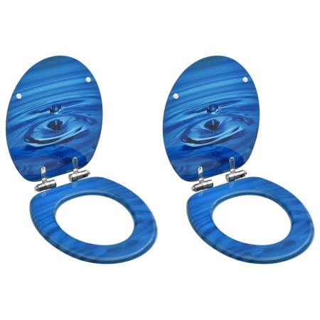 Toilet seat with soft close lid, 2 units, blue MDF, water drop design. by vidaXL, Toilet and bidet seats - Ref: Foro24-305641...