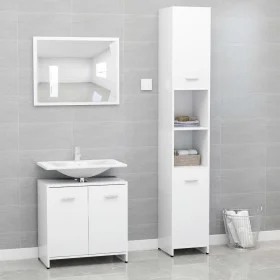 3-teiliges Badezimmermöbelset aus weißem Holzwerkstoff von vidaXL, Badezimmermöbel - Ref: Foro24-3056916, Preis: 134,81 €, Ra...