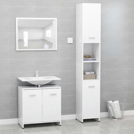 3-teiliges Badezimmermöbelset aus weißem Holzwerkstoff von vidaXL, Badezimmermöbel - Ref: Foro24-3056916, Preis: 134,79 €, Ra...