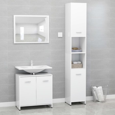 3-teiliges Badezimmermöbelset aus weißem Holzwerkstoff von vidaXL, Badezimmermöbel - Ref: Foro24-3056916, Preis: 137,81 €, Ra...
