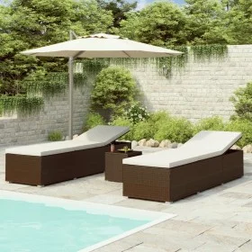 Garden loungers and table 3 pieces brown synthetic rattan by vidaXL, Loungers - Ref: Foro24-3057663, Price: 311,14 €, Discoun...