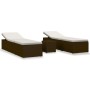Gartenliegen und Tisch 3 Stück braunes synthetisches Rattan von vidaXL, Liegen - Ref: Foro24-3057663, Preis: 315,30 €, Rabatt: %