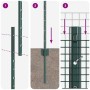 Reja con postes Verde 1.5 x 10 m Acero