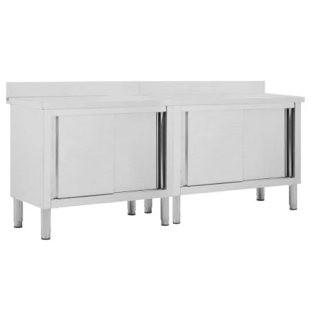 Work tables with sliding doors, 2 units, steel, 200x50x(95-97)cm by vidaXL, Restoration - Ref: Foro24-3055902, Price: 526,28 ...