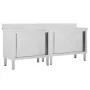 Work tables with sliding doors, 2 units, steel, 200x50x(95-97)cm by vidaXL, Restoration - Ref: Foro24-3055902, Price: 526,28 ...