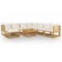 Muebles de jardín 9 pzas cojines crema madera maciza de acacia