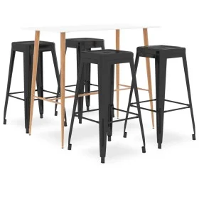 High table and bar stools 5 pieces black and white by vidaXL, Furniture sets for kitchens and dining rooms - Ref: Foro24-3057...