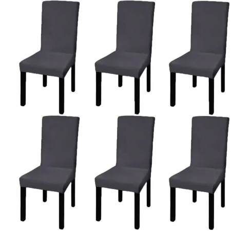 Funda para silla elástica recta 6 unidades gris antracita de vidaXL, Fundas - Ref: Foro24-131422, Precio: 23,10 €, Descuento: %