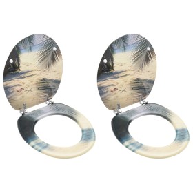 Toilet seats with lid 2 units MDF beach design by vidaXL, Toilet and bidet seats - Ref: Foro24-3056410, Price: 82,53 €, Disco...