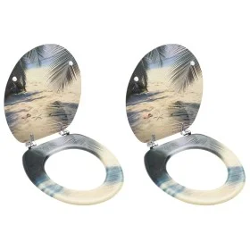 Toilet seats with lid 2 units MDF beach design by vidaXL, Toilet and bidet seats - Ref: Foro24-3056410, Price: 77,37 €, Disco...