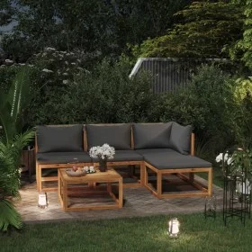 5-piece garden furniture set with solid acacia wood cushions by vidaXL, Garden sets - Ref: Foro24-3057602, Price: 540,00 €, D...
