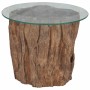 Mesa de centro de teca y vidrio 50x40 cm