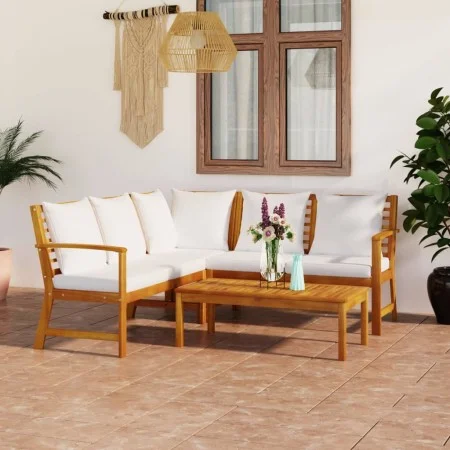 Garden furniture 4 pcs cream cushions solid acacia wood by vidaXL, Garden sets - Ref: Foro24-3057769, Price: 529,88 €, Discou...