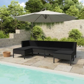 6-piece garden furniture set and black synthetic rattan cushions by vidaXL, Garden sets - Ref: Foro24-3056963, Price: 557,94 ...
